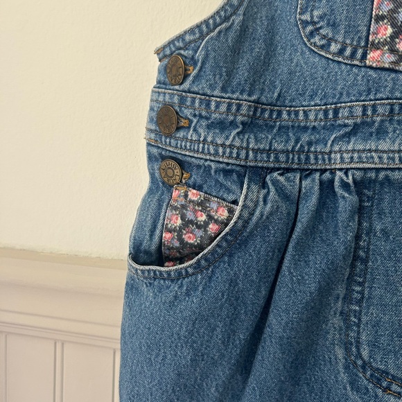 Vintage Laura Ashley Mother & Child Girl 4T Floral Lined Denim Overalls - Picture 5 of 6